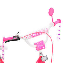 Велосипед Princess біло-малиновий PROF1 16" Y1613 для дівчинки з додатковими колесами, фото 3