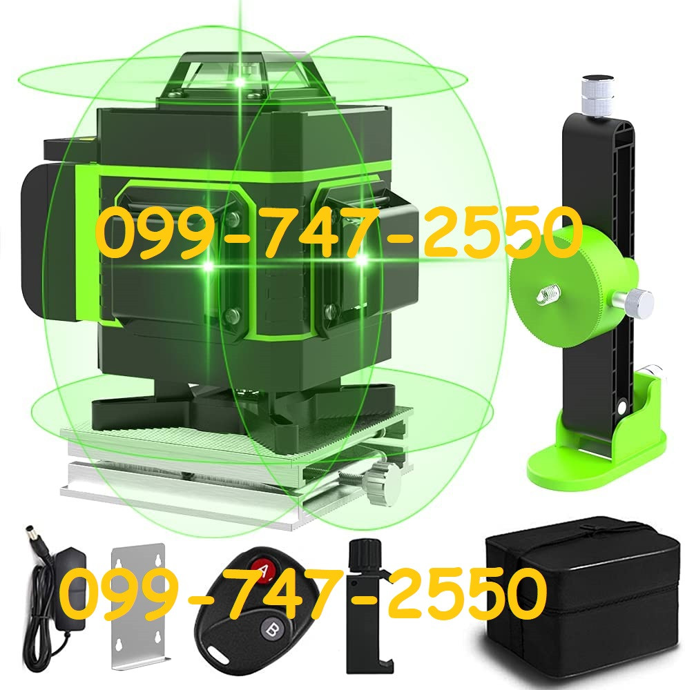 Лазерный уровень HiLDA 4D зеленый луч 16 линий с индикатором заряда ...