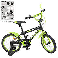 Детский двухколесный велосипед с фонариком PROFI Y16321-1 16 дюймов Чорно-салатовый
