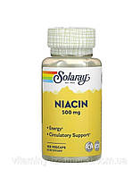 Ниацин, 500 мг, Niacin Solaray 100 капсул