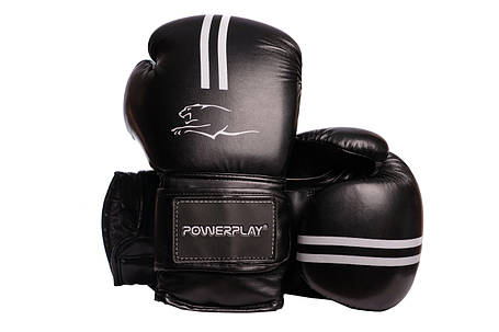 Боксерські рукавиці PowerPlay 3016 Contender Чорно-Білі 8 унцій, фото 1
