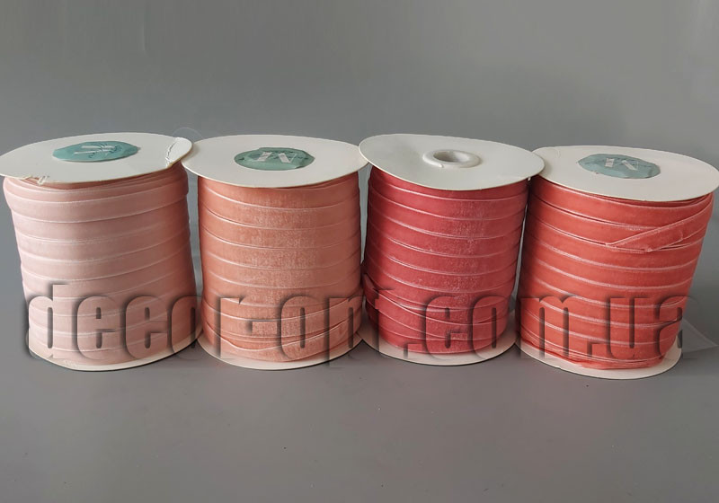 Стрічка атласна з оксамитом 1 см/50ярд