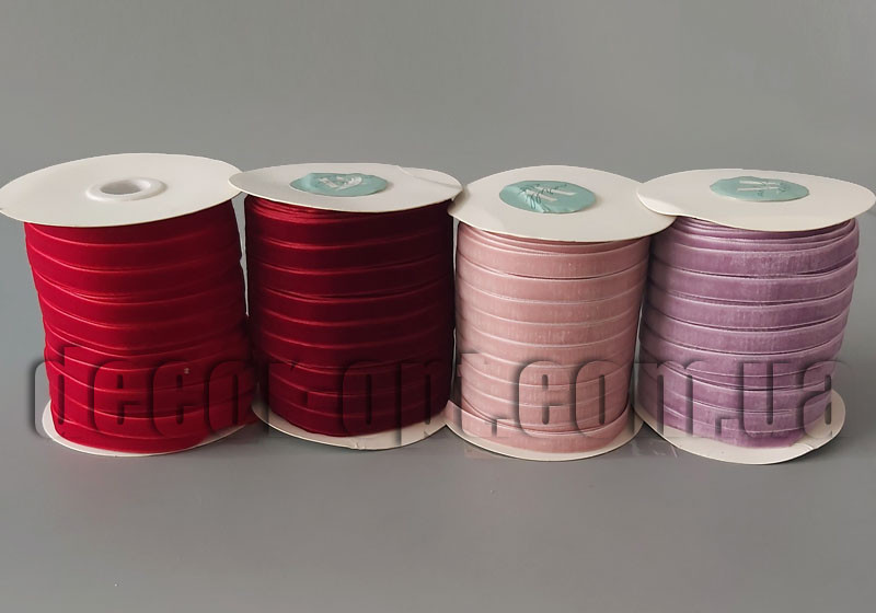 Стрічка атласна з оксамитом 1 см/50ярд