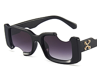 Солнцезащитные очки с необычной оправой, черные, прямоугольные, очки от солнца