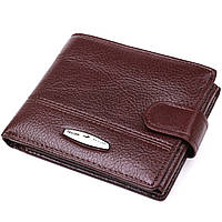 Горизонтальний чоловічий гаманець із візитницею TAILIAN 19004 Темно-коричневий. Натуральна шкіра флотар