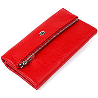 Яскравий жіночий горизонтальний гаманець ST Leather 20091 Червоний. Натуральна шкіра