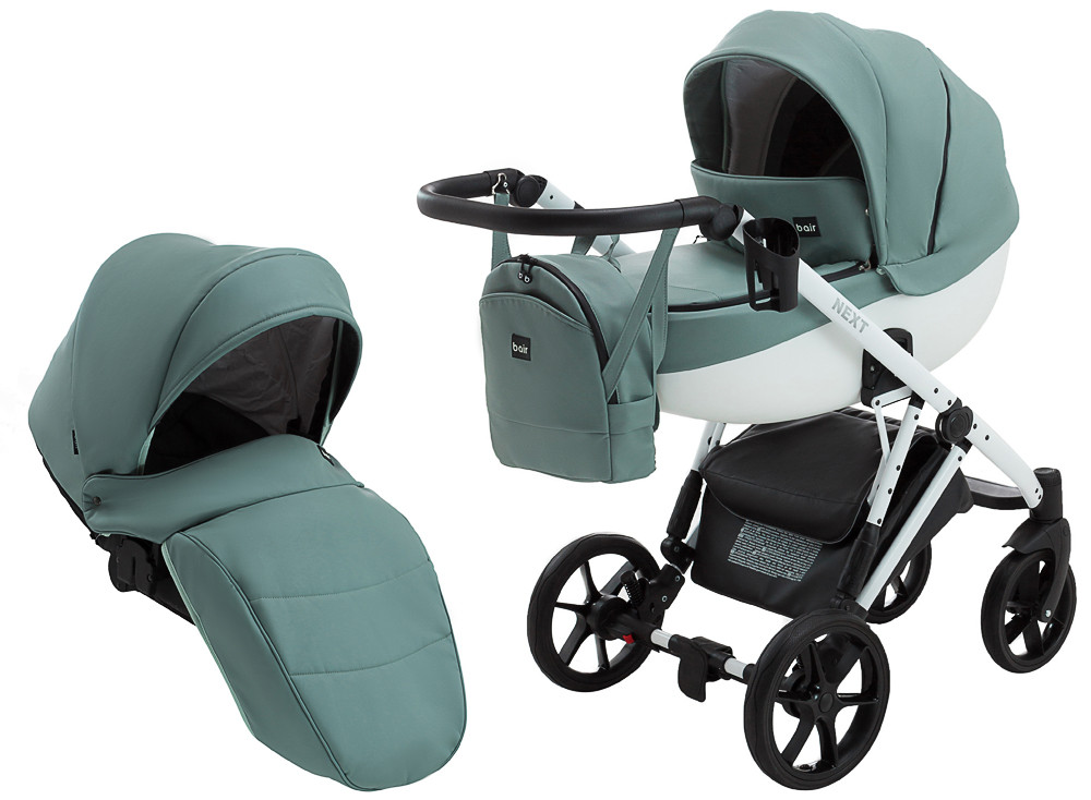 Коляска 2 в 1 Bair Next White ECO 68 нефрит