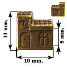 Набір 5 шт Намистини 11 мм Шарм Будинок, Метал, Колір Бронза, Отвір 5 мм, Шарми на Паракорд, Фурнітура Біжутерію, фото 2