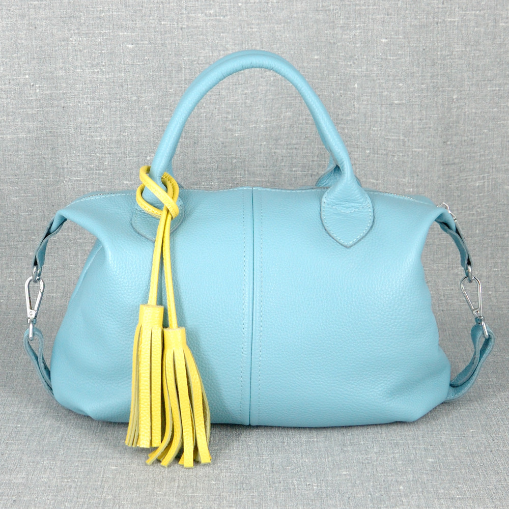 Жіноча сумка з натуральної шкіри модель 20 блакитна