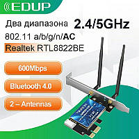 EDUP EP-9619 PCI-E сетевая плата WiFi AC + Bluetooth 4.0 2.4/5.8Ghz двухдиапазонный 600Mbps