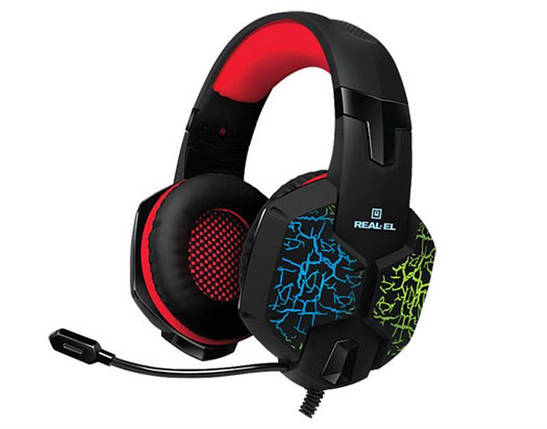 Навушники гарнітура накладні REAL-EL GDX-7750 Black/Red, фото 1
