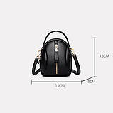 Жіноча чорна сумка крос боді 15х8х18 см. Маленька сумка. Сумка через плече, фото 3