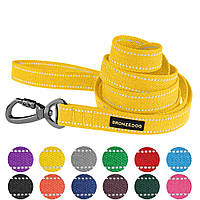 Поводок для собак брезентовый Bronzedog светоотражающий рефлекторный желтый 2 м, 3 м, 5 м