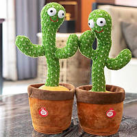 Танцующий кактус, поющий Dancing Cactus детская игрушка повторюшка в горшке с подсветкой 120 песен