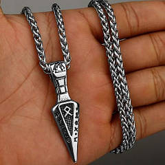 Кулон чоловічий із ланцюжком підвіска сталевий амулет стильний наконечник стріли