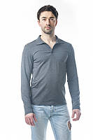 Мужская футболка поло с длинным рукавом серого цвета