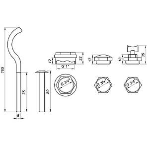 Комплект футорок секційного радіатора CRISTAL NR-2014 3/4″ з 2-кронштейнами (HT 405), фото 2