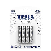 Лужні батарейки TESLA SILVER+ ААА (LR03) 4 шт.