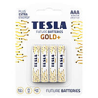 Щелочные батарейки TESLA GOLD+ AAA (LR03) 4 шт.