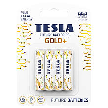 Лужні батарейки TESLA GOLD+ AAA (LR03) 4 шт.