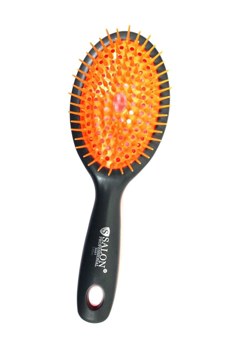 Щітка для розчісування (силікон) середня SALON графіт-оранжевий, фото 1