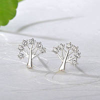 Сережки Дерево гвіздочки циркони покриття сріблом 925