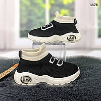 Кроссовки-носочки детские текстильные чёрные Bimigi для мальчика с LED подсветкой р-р 22-26 23