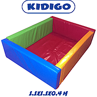 Сухой бассейн без шариков детский игровой манеж для детей мягкий KIDIGO "Квадрат (1,1 x 1,1 x 0,4 м.)