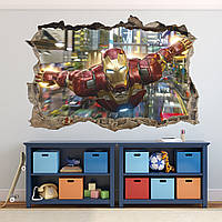 Интерьерная наклейка на стену Супергерои Железный человек Oracal размер 96х64см