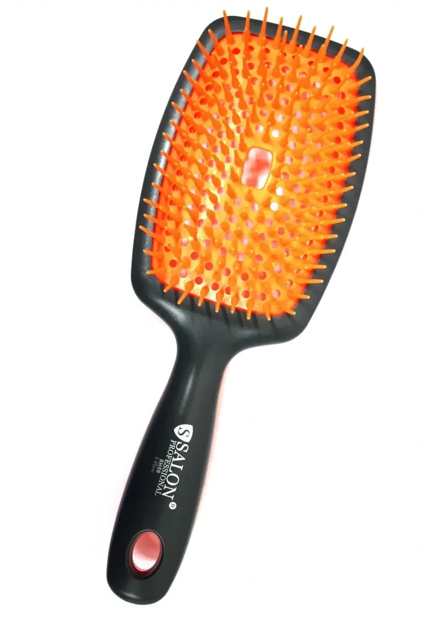 Щітка для розчісування (силікон) велика квадрат SALON графіт-оранжевий, фото 1