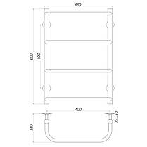 Рушникосушарка UNIO LS W 600-400-4 Драбинка Скоба вода, фото 3