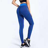 Лосины женские с высокой посадкой для Спорта, Йоги, Спортивная одежда для фитнеса - Синий. Размер S - XL