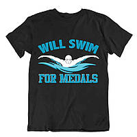 Футболка с принтом "Will swim for medals"