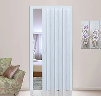 Двері гармошка Біла глуха з Наличником і коробком (лутка) Accordion Комплект розсувні складані на коліщатках