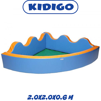 Сухий басейн без кульок кутовий дитячий ігровий манеж для дітей м'який KIDIGO "Небо 2" (2,0 х 2,0 x 0,6 м.), фото 1
