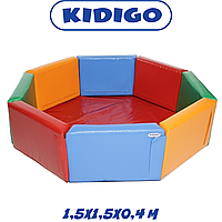 Сухой бассейн без шариков детский игровой манеж для детей мягкий KIDIGO "Восьмигранник 1,5" (1,5 х 1,5 x 0,4м)