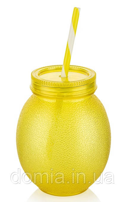 Пляшка з трубочкою і кришкою "Лимон" AKAY Plastik, 0,65 л, Туреччина, AK 717