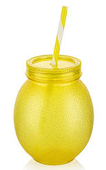 Пляшка з трубочкою і кришкою "Лимон" AKAY Plastik, 0,65 л, Туреччина, AK 717