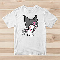 Дитяча біла футболка з принтом "Onegai My Melody. Онегай Май Мэроди. Kuromi рожевий череп" Push IT