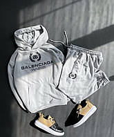 Чоловічий спортивний костюм Balenciaga сірий молодіжний з капюшоном | Комплект чоловічий Худі + штани
