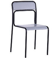 Простой стул штабелируемый металлический для офиса, школы Аскона черный ПВХ серый TM AMF