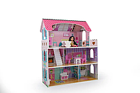 Ляльковий будиночок дерев'яний з меблями дитячий ігровий трохповерховий будиночок для ляльок і пупсів Вілла Флоренция