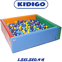 Сухой бассейн манеж для детей игровой мягкий KIDIGO "Квадрат 1,5" ПВХ, вторичный поролон