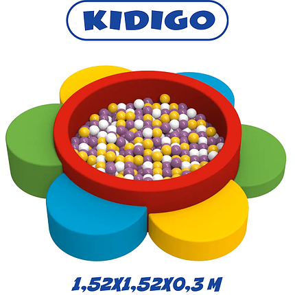 Сухий басейн без кульок дитячий ігровий манеж для дітей м'який KIDIGO "Пелюстки" (1,52 x 1,52 x 0.3 м.), фото 1
