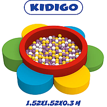 Сухий басейн без кульок дитячий ігровий манеж для дітей м'який KIDIGO "Пелюстки" (1,52 x 1,52 x 0.3 м.)