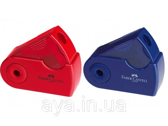 Точилка Faber-Castell Mini Sleeve з контейнером на один отвір синя / червона, 182711