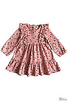 Платье розовое в горошек с рюшами (92 см.) Lilax Kids