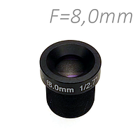 Об'єктив для камер спостереження фіксований Z-Ben MINI-8 M12 F=8 мм, кут огляду 33x25°, F 2,0 1/3"