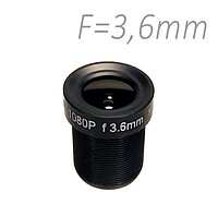 Об'єктив для камер спостереження фіксований Z-Ben MINI-3,6 M12 F = 3,6 мм, кут огляду 67x53°, F 2,0 1/3"