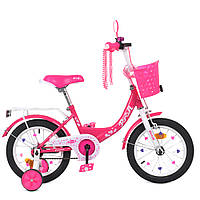 Велосипед детский двухколесный с корзинкой PROF1 Princess Y1413-1 14 дюймов Малиновый